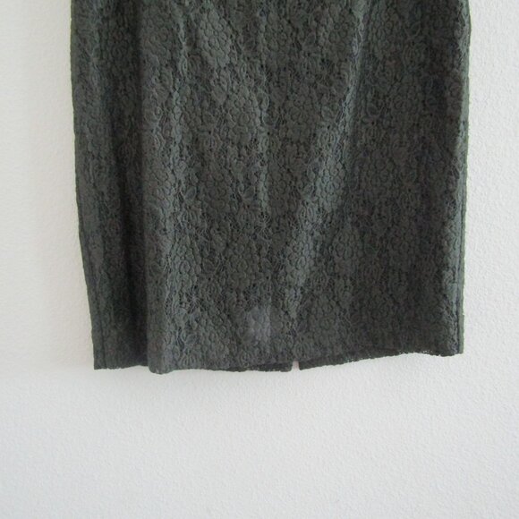 Ann Taylor Pencil Skirt 10 Petite Green Floral Lace Feminine Classic Business - Picture 3 of 12